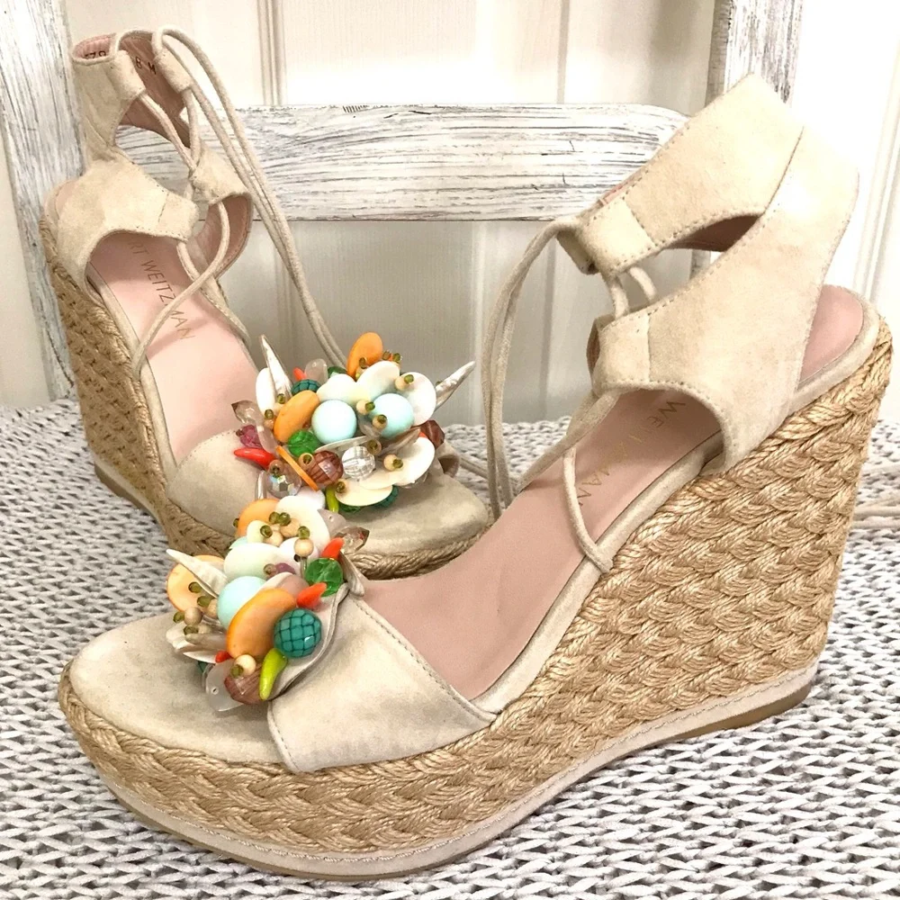 Stuart Weizman Embellished Platform Espadrille - Picture 6 of 16
